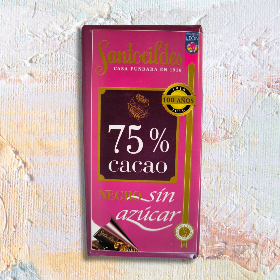 Chocolate Negro Sin Azúcar – 75% cacao – Santocildes